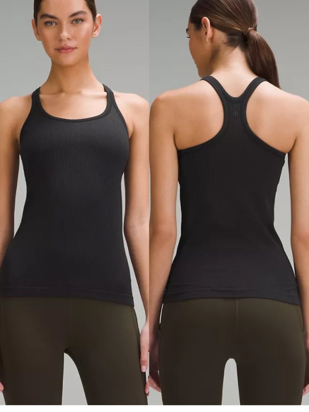 Lululemon Ebb to Street Ribbed Tank Top Size 4 Black Shelf Bra Yoga
